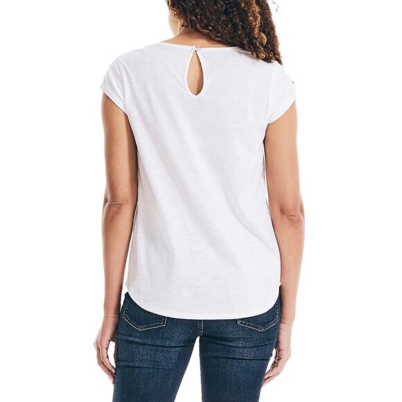 New Nautica Women's Keyhole Back Soft Cotton Blend T-Shirt - Picture 3 of 7